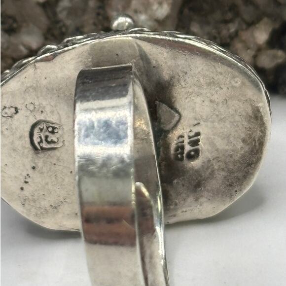 Vintage Green Agate Silver Ring with poison pocket -snuff holder - Picture 5 of 12